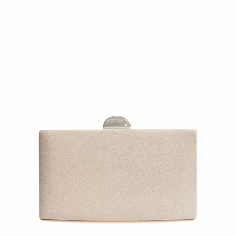 Bolso clutch beige y plateado