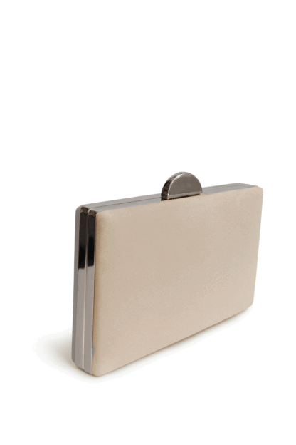 Bolso clutch beige y plateado - Imagen 2
