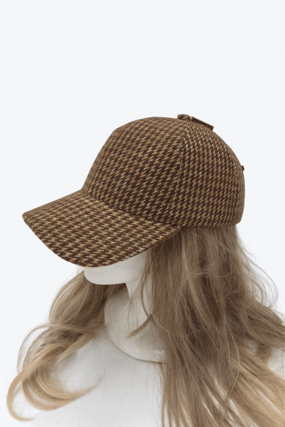 Gorra cuadros camel - Imagen 2