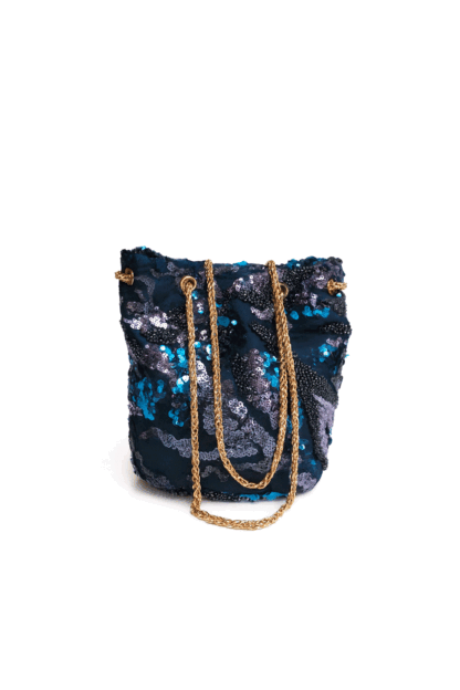 Bolsito bombonera azul lentejuelas