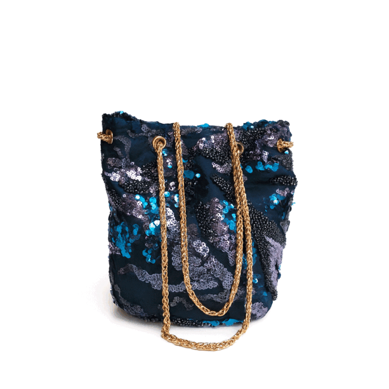 Bolsito bombonera azul lentejuelas