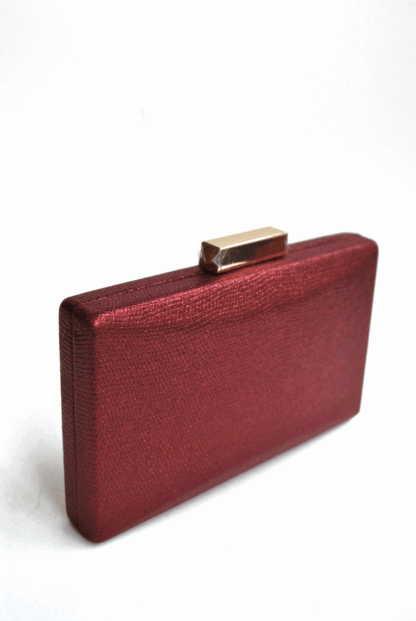 Bolso clutch burdeos metalizado - Imagen 2