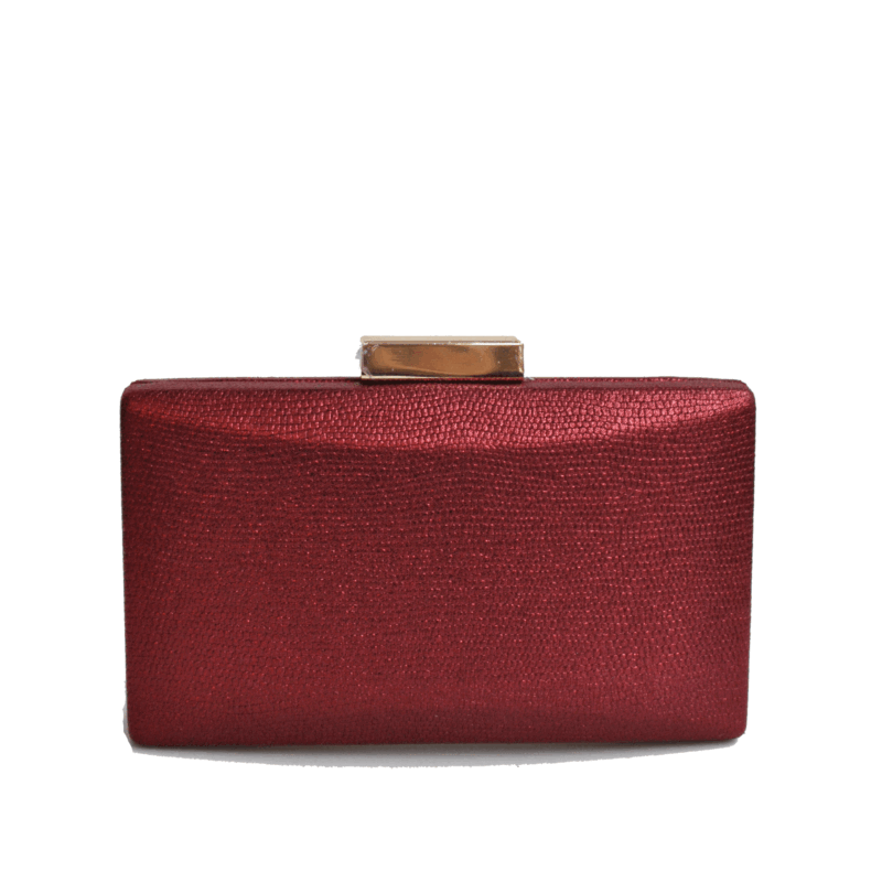 Bolso clutch burdeos metalizado