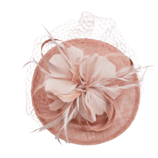 Tocado rosa nude con redecilla
