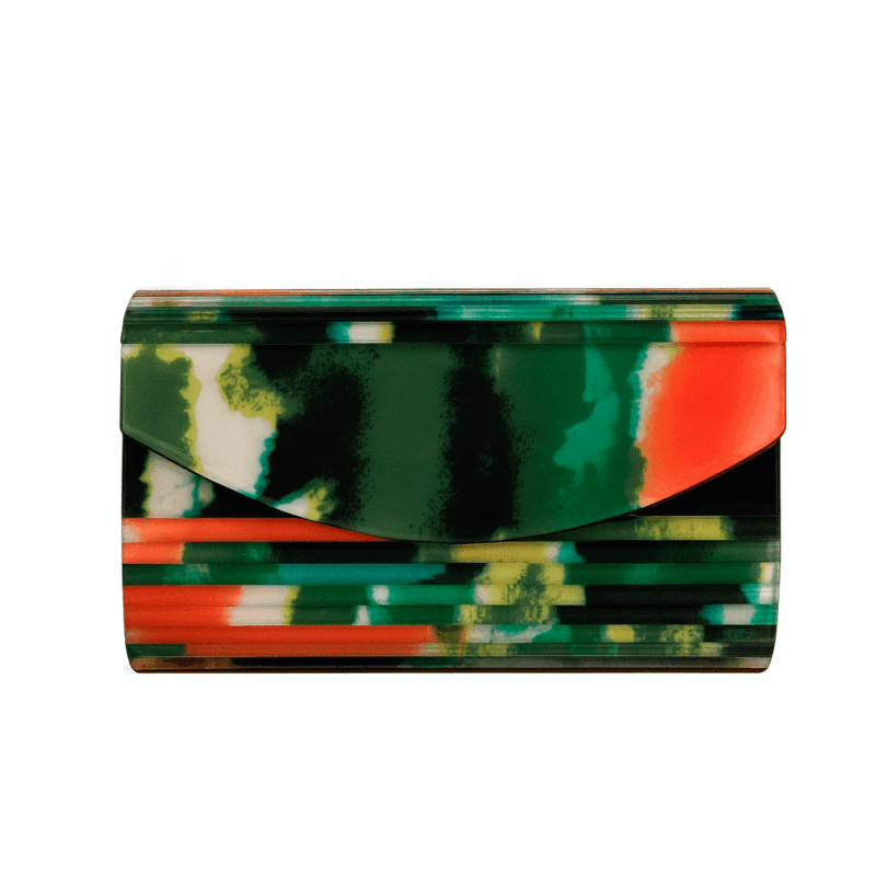 Clutch verde nácar persiana