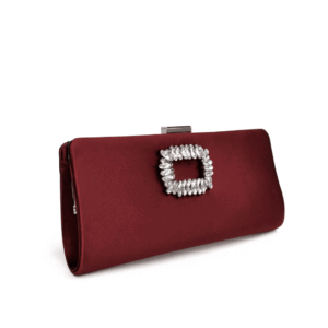 Cartera burdeos raso y pedrería