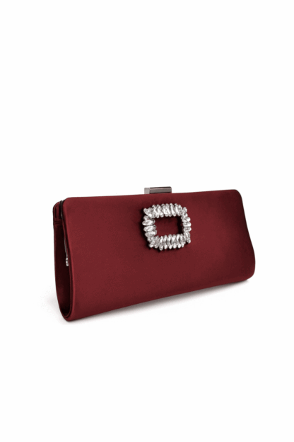Cartera burdeos raso y pedrería