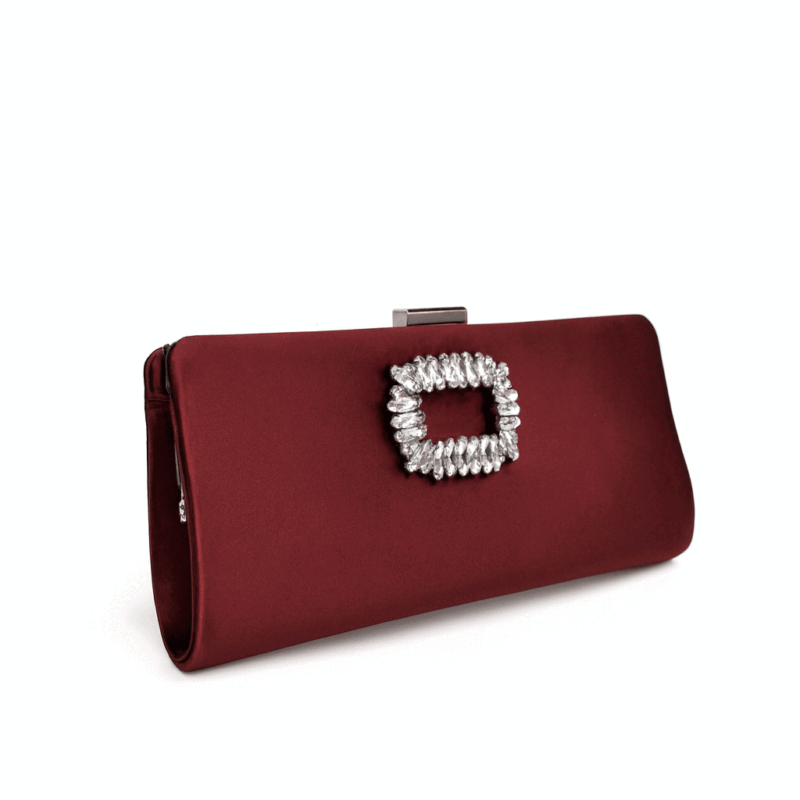 Cartera burdeos raso y pedrería