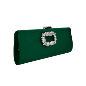 Cartera verde de raso y pedrería