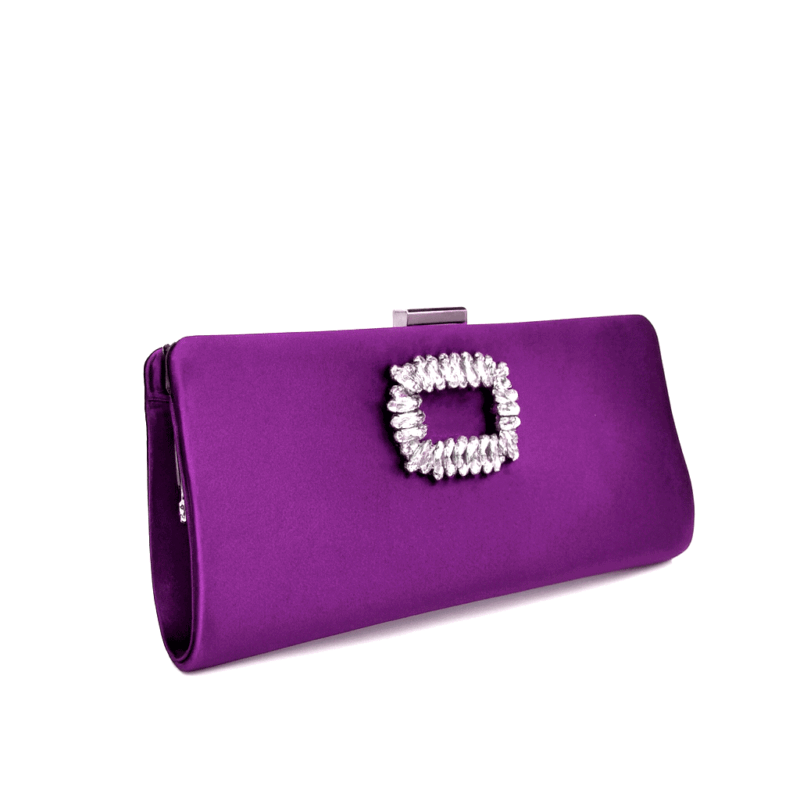 Cartera bugamvilla de raso y pedrería