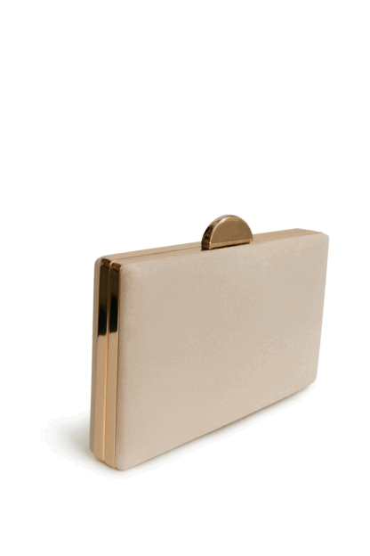 Bolso clutch beige y dorado - Imagen 2