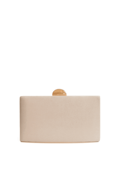 Bolso clutch beige y dorado