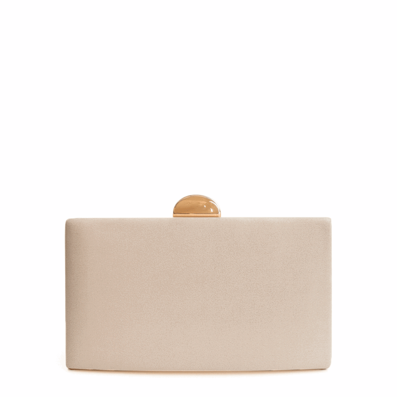 Bolso clutch beige y dorado