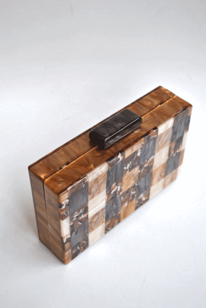 Clutch marrón nácar mosaicos - Imagen 2
