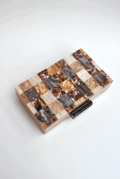 Clutch marrón nácar mosaicos - Imagen 3