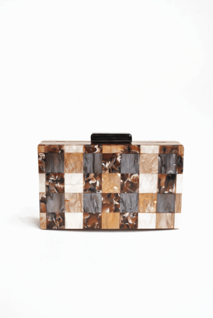 Clutch marrón nácar mosaicos
