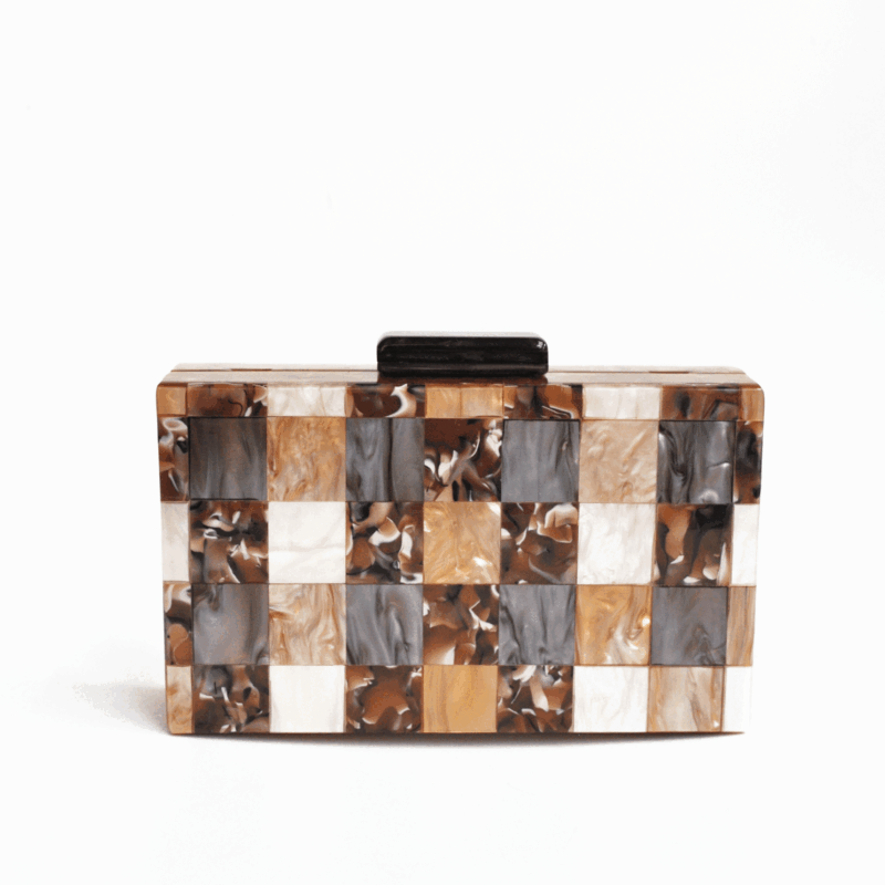Clutch marrón nácar mosaicos