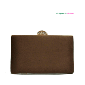 Bolso clutch marrón y oro