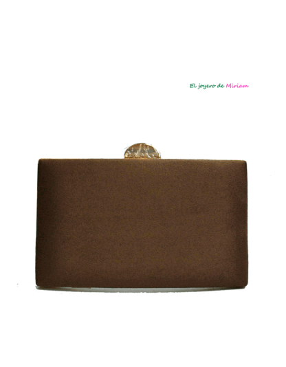 Bolso clutch marrón y oro