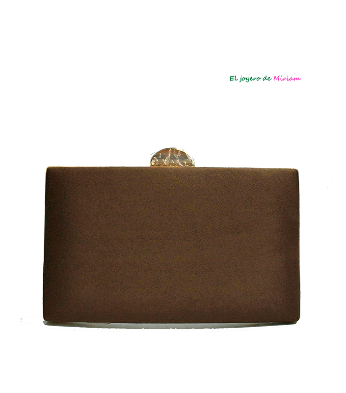 Bolso clutch marrón y oro