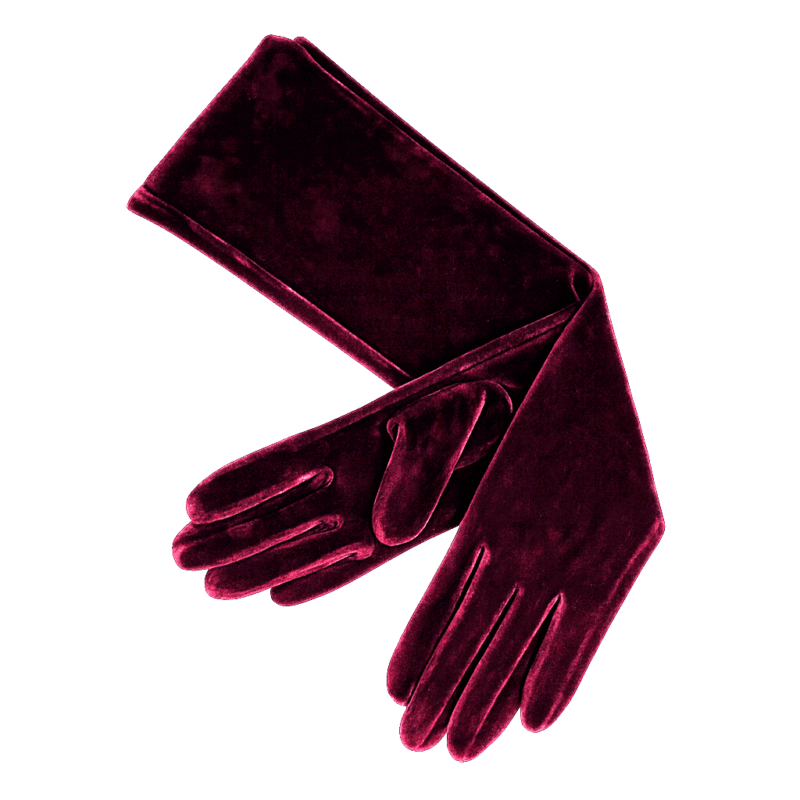 Guantes largos terciopelo burdeos