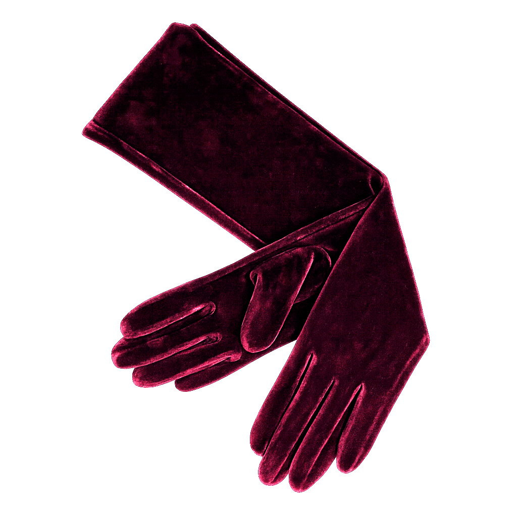 Guantes largos terciopelo burdeos
