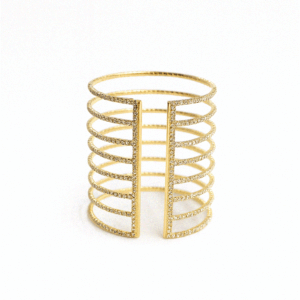 Brazalete dorado ancho brillantes