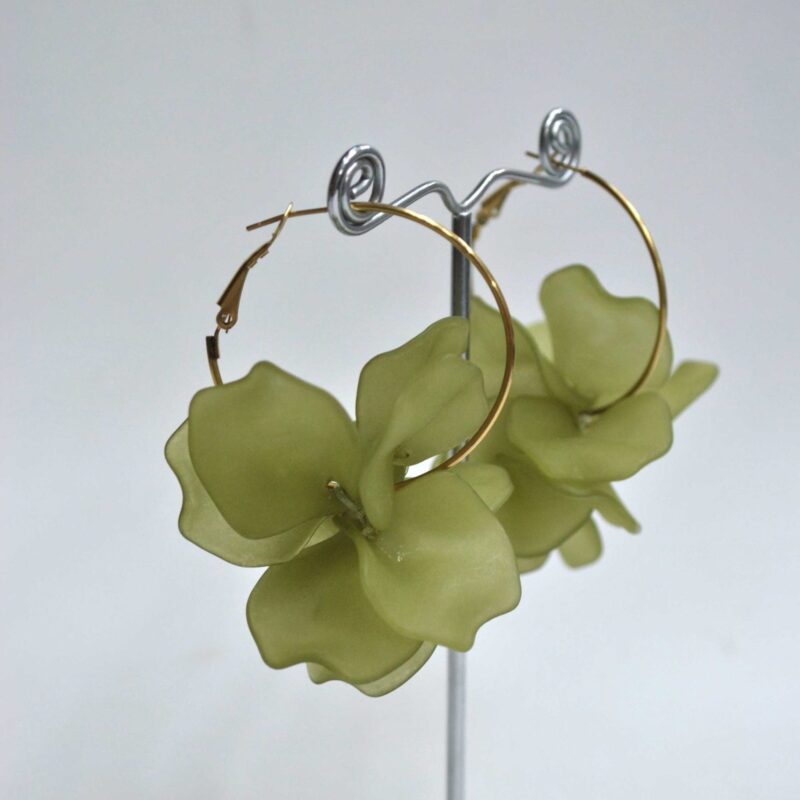 Pendientes aros verdes resina