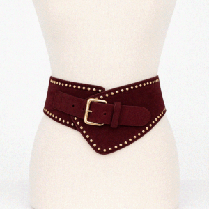 Cinturón fajín burdeos tachuelas