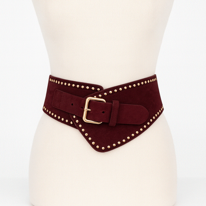 Cinturón fajín burdeos tachuelas