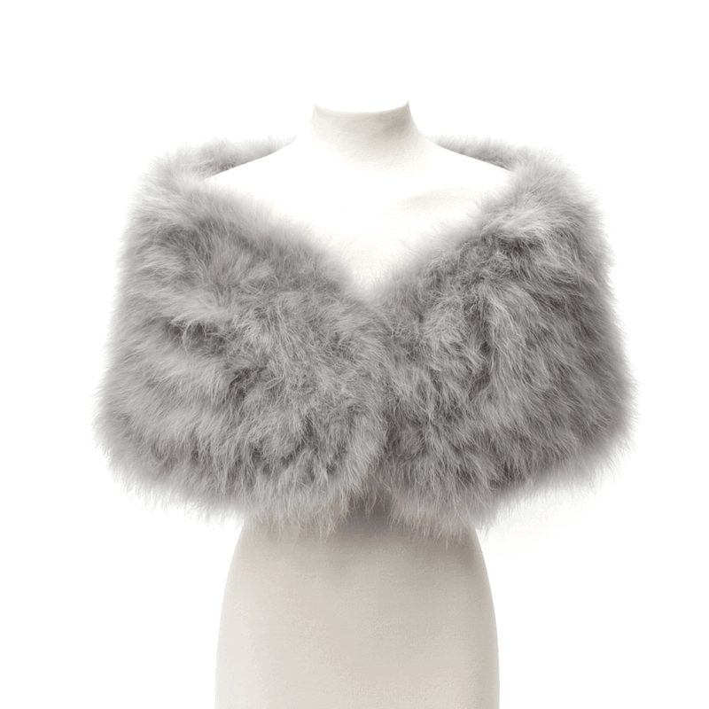 Estola gris claro plumas marabú