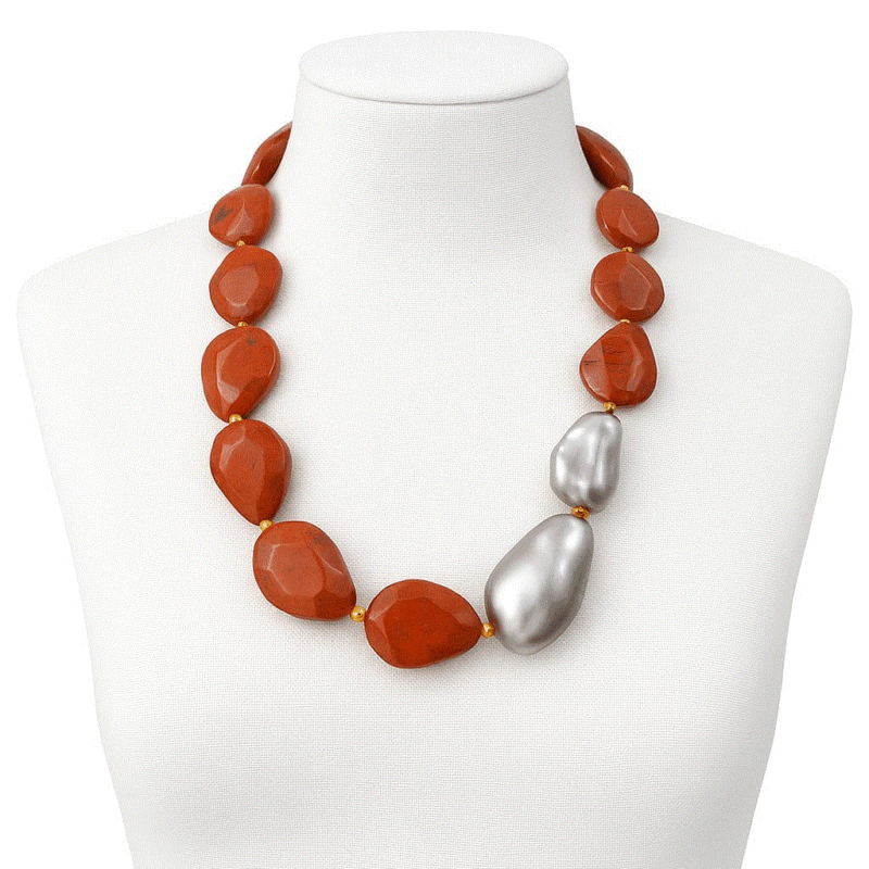 Collar facetado naranja