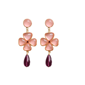 Pendientes rosas lágrima morada