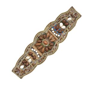 Cinturón fajín elástico marrón y beige