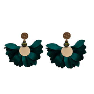 Pendientes pétalos verde botella