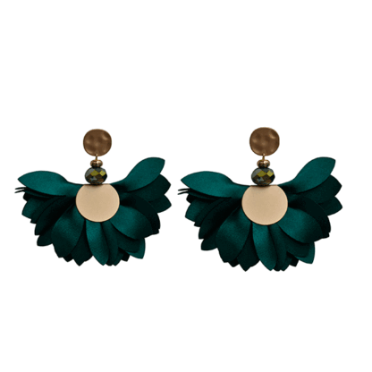 Pendientes pétalos verde botella