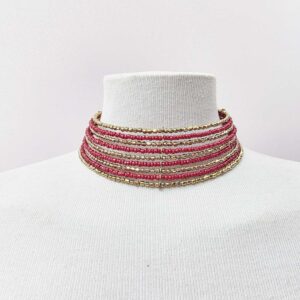 Choker burdeos y oro