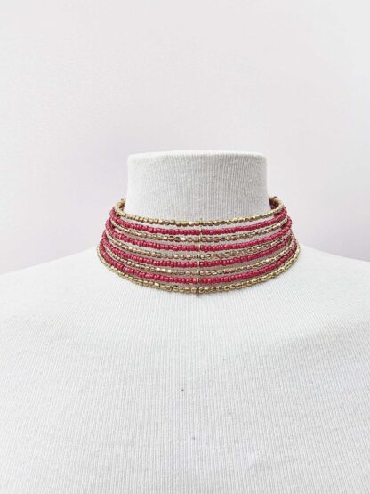 Choker burdeos y oro