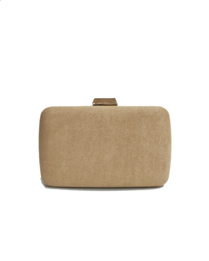 Clutch taupé ovalado antelina