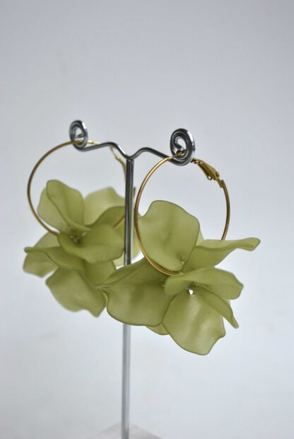 Pendientes aros verdes resina - Imagen 3