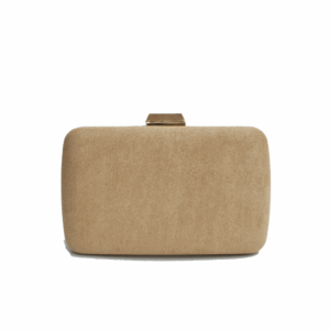 Clutch taupé ovalado antelina