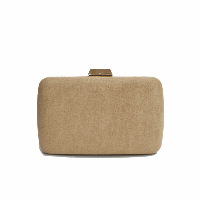 Clutch taupé ovalado antelina