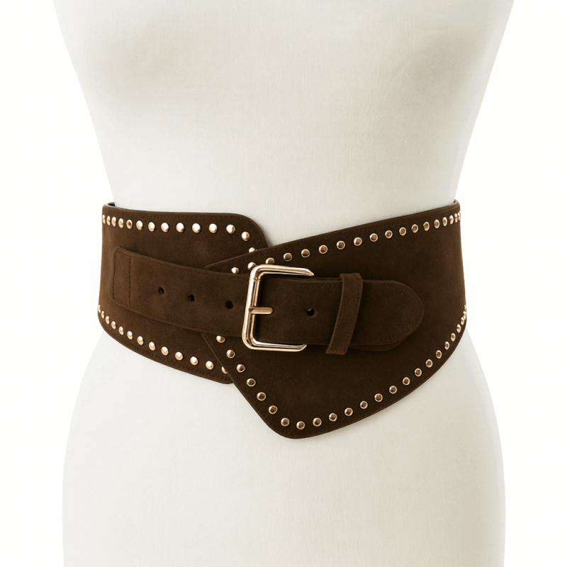 Cinturón fajín marrón tachuelas