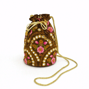 Bombonera marrón bordada