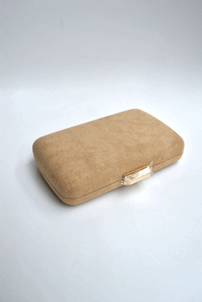 Clutch taupé ovalado antelina - Imagen 2