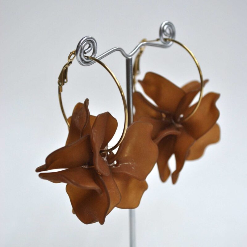 Pendientes aros marrones resina