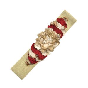 Cinturón elástico rojo y dorado