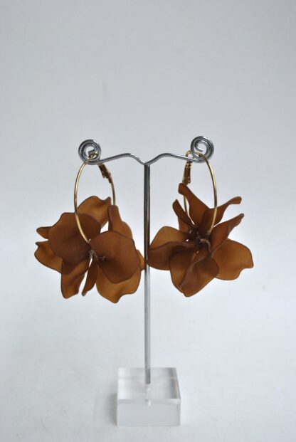 Pendientes aros marrones resina - Imagen 2