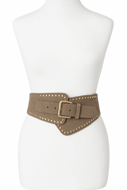 Cinturón fajín beige tachuelas