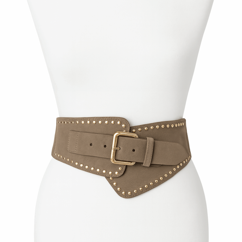 Cinturón fajín beige tachuelas